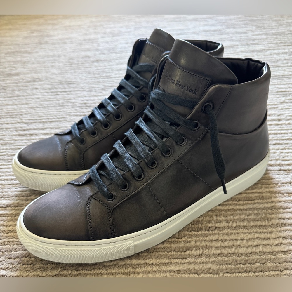 To Boot New York Black/Gray Leather High-Top Sneakers, size 9